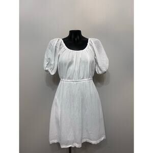 Old Navy Milkmaid Dress Sz S White Open Tie Back Puffed Sleeve Beachy Vacation